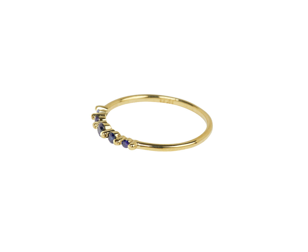 Blue Sapphire Crown Pebble Band