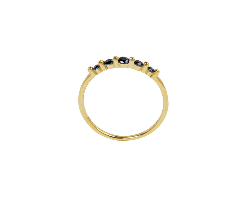 Blue Sapphire Crown Pebble Band