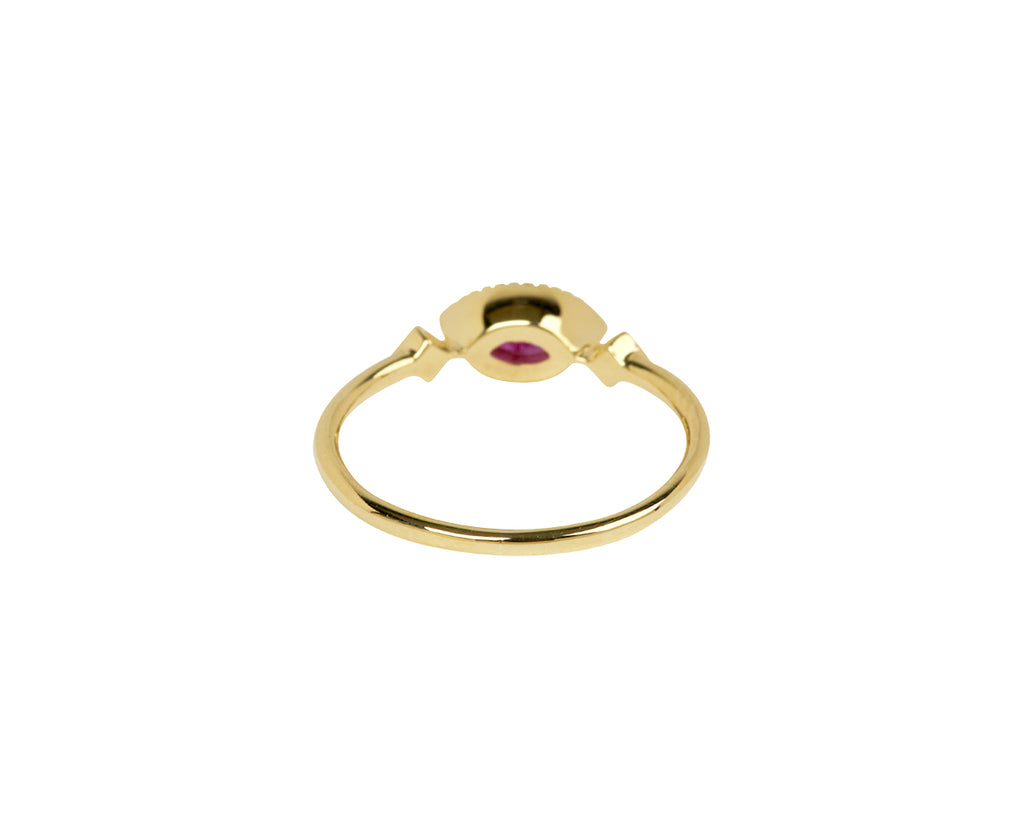 Jennie Kwon Marquise Ruby and Diamond Deco Ring - Back View