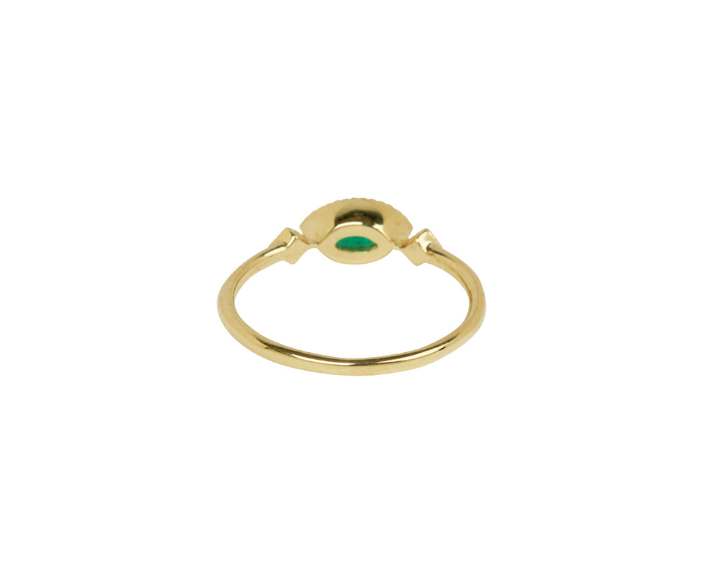 Jennie Kwon Marquise Emerald and Diamond Deco Ring - Back View