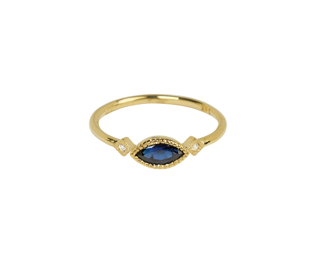 Jennie Kwon Marquise Sapphire and Diamond Deco Ring