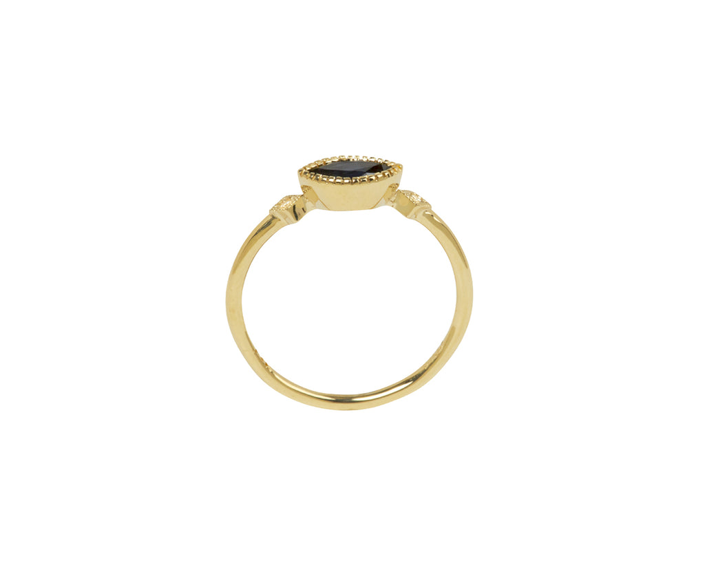 Jennie Kwon Marquise Sapphire and Diamond Deco Ring - Top Down View