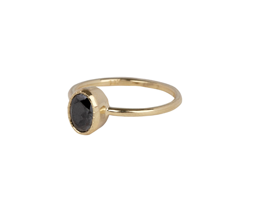 Jennie Kwon Oval Black Diamond Wisp Ring - Side View