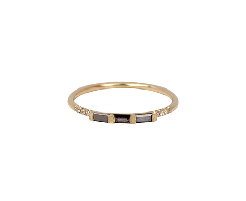 Jennie Kwon 3 Black Diamond Baguette Equilibrium Ring