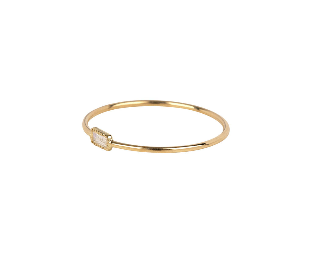 Jennie Kwon Diamond Baguette Moondrop Ring - Angled View
