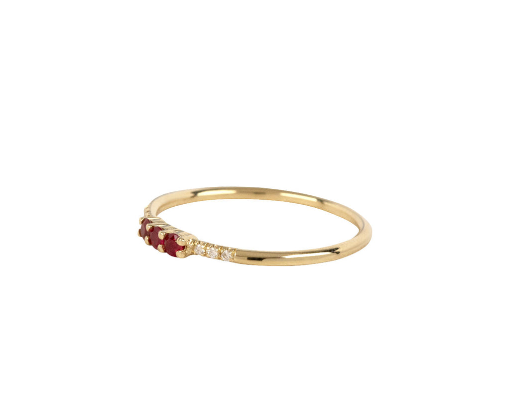 Jennie Kwon Rubies and Diamond Equilibrium Ring - Angled View