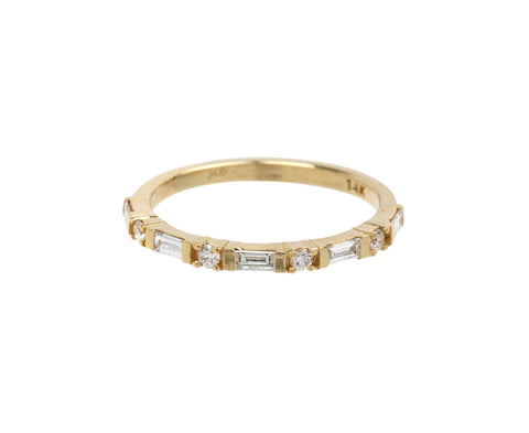 Jennie Kwon Baguette and Round Diamond Half Eternity Band Ring