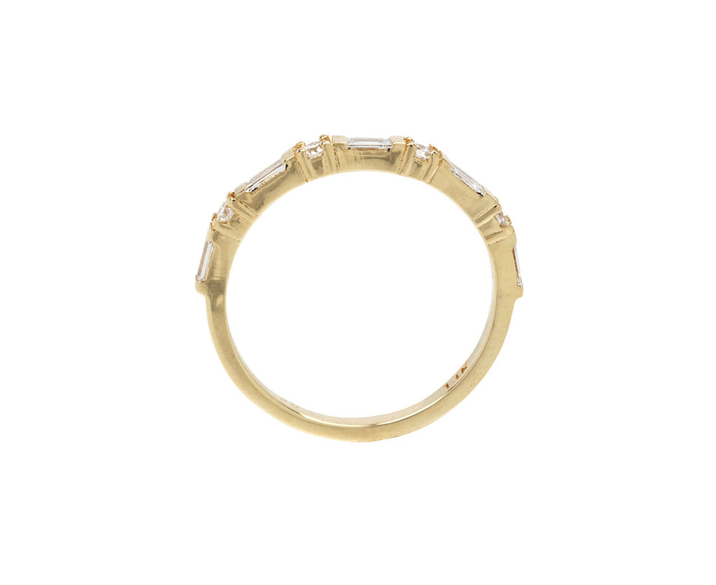 Jennie Kwon Baguette and Round Diamond Half Eternity Band Ring - Side View