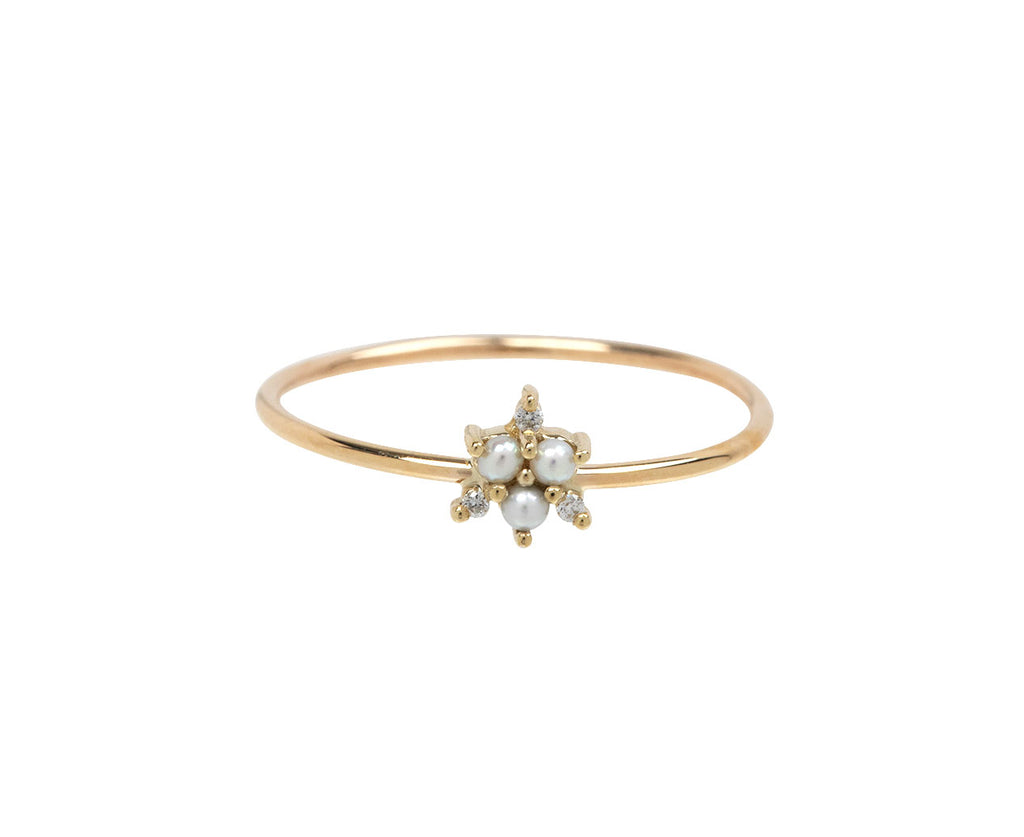 Jennie Kwon Pearl and Diamond Snowflake Ring