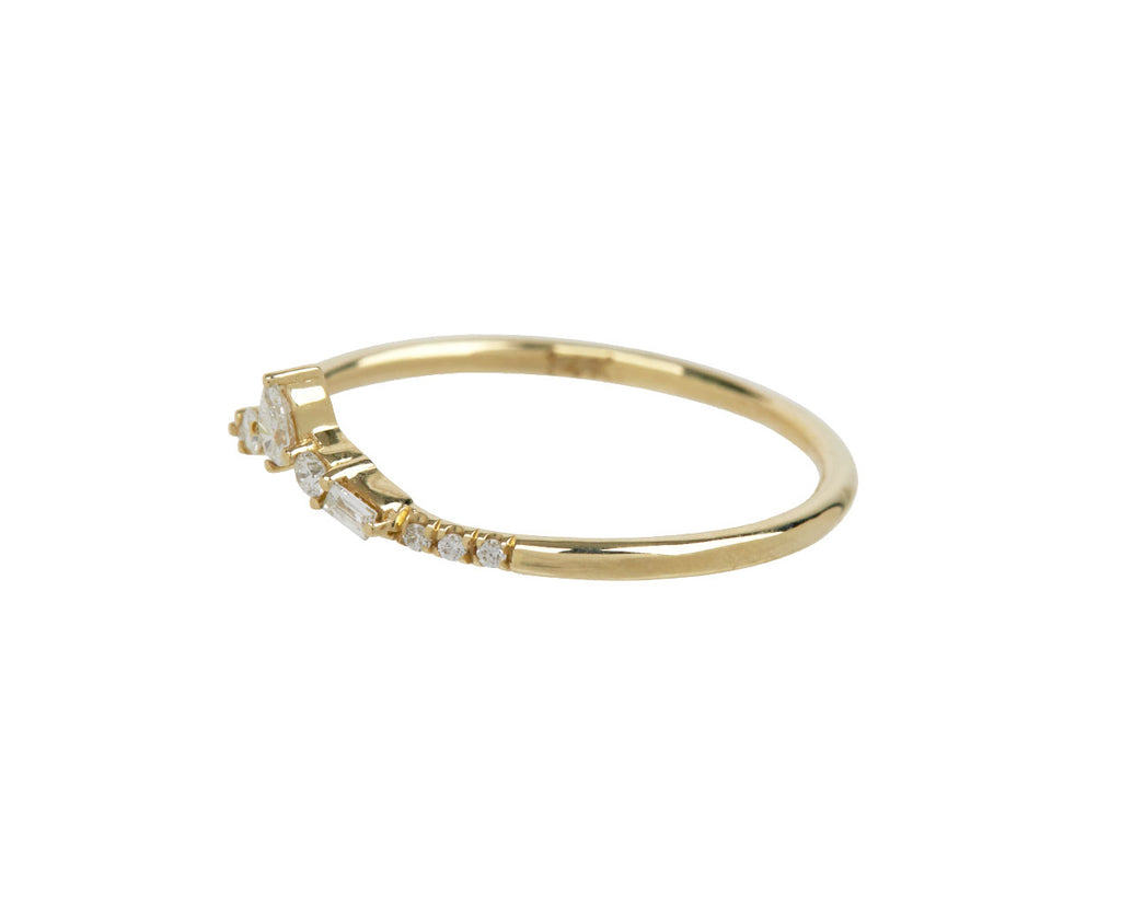 Jennie Kwon Diamond Baguette Peak Equilibrium Ring - Angled View