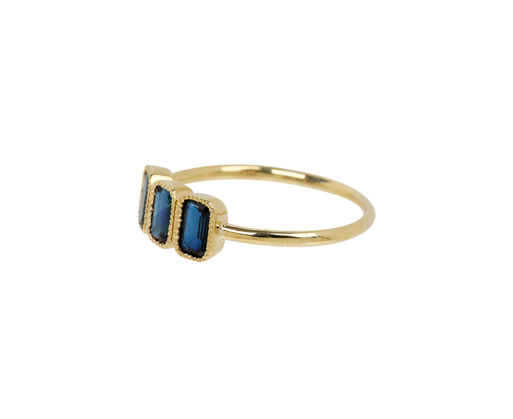 Jennie Kwon Blue Sapphire Campana Ring - Angled View
