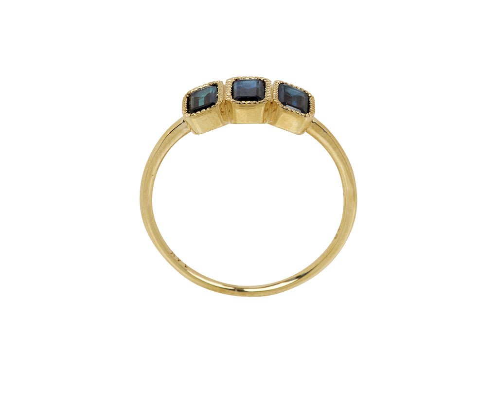 Jennie Kwon Blue Sapphire Campana Ring - Top Down View