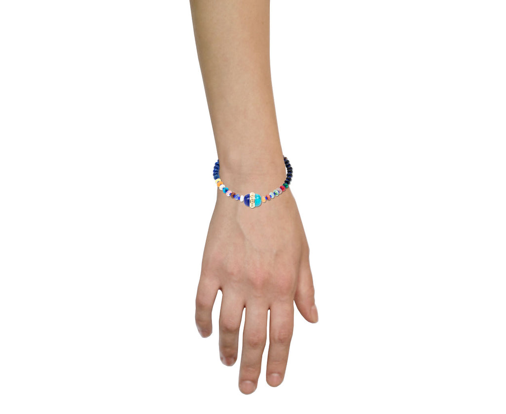 Luis Morais Beaded Lapis and Tiger's Eye Collar Charm Bracelet - Profile