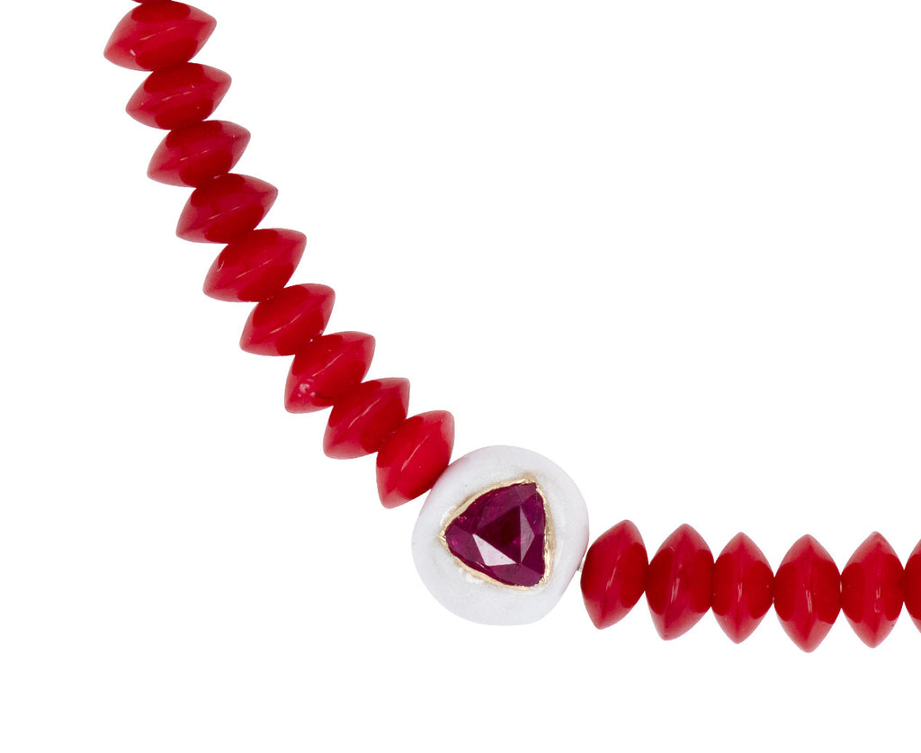 Luis Morais Ruby Trillion on Beaded Bracelet - Closeup