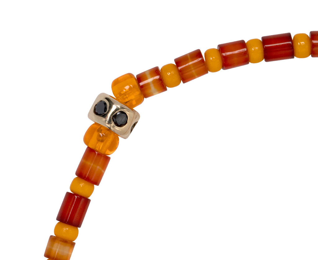 Luis Morais Sunset Colored Beaded and Diamond Charm Bracelet - Closeup
