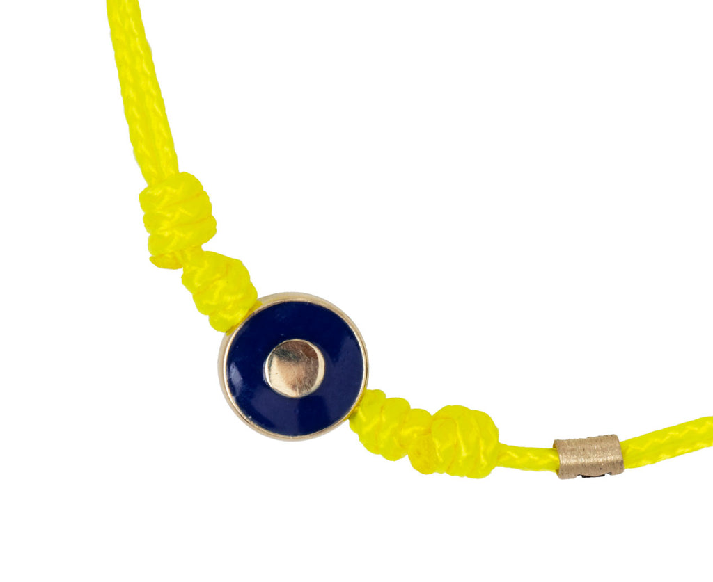 Luis Morais Yellow Cord Evil Eye Charm Bracelet - Closeup