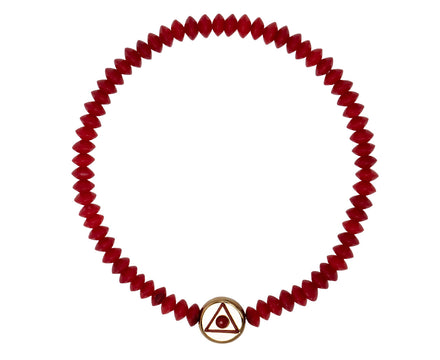Luis Morais Light of the Majestic Recessed Enameled Gold Disk on Agate Beaded Bracelet