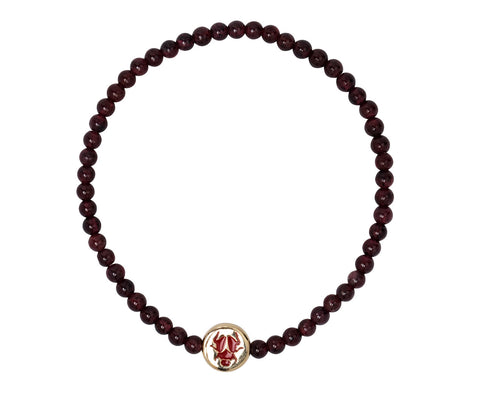 Luis Morais Garnet Scarab Beaded Charm Bracelet