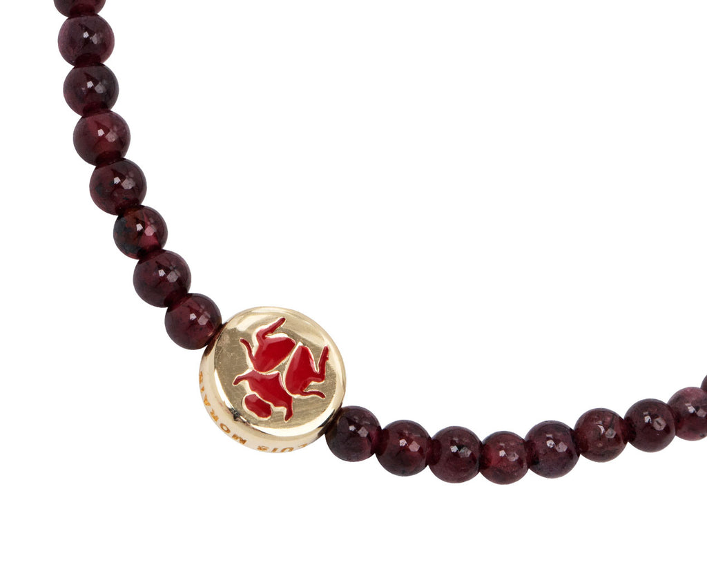 Luis Morais Garnet Scarab Beaded Charm Bracelet - Closeup