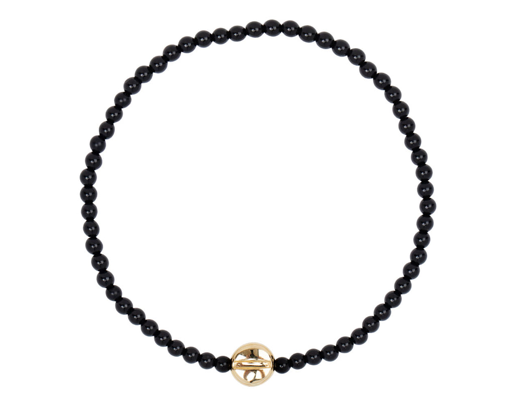 Luis Morais Black Onyx Gold Screw Disc Beaded Bracelet