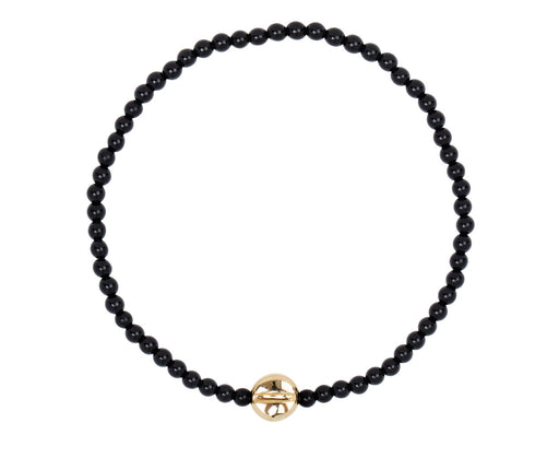 Luis Morais Black Onyx Gold Screw Disc Beaded Bracelet