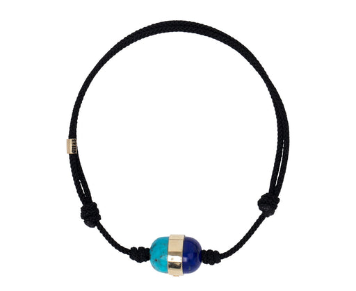 Luis Morais Black Chord Lapis and Turquoise Collar Charm Bracelet