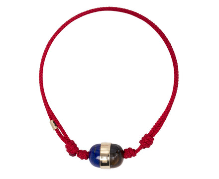 Luis Morais Red Chord Lapis and Tigers Eye Collar Charm Bracelet