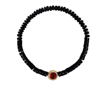 Luis Morais Garnet Charm and Gemstone Beaded Bracelet