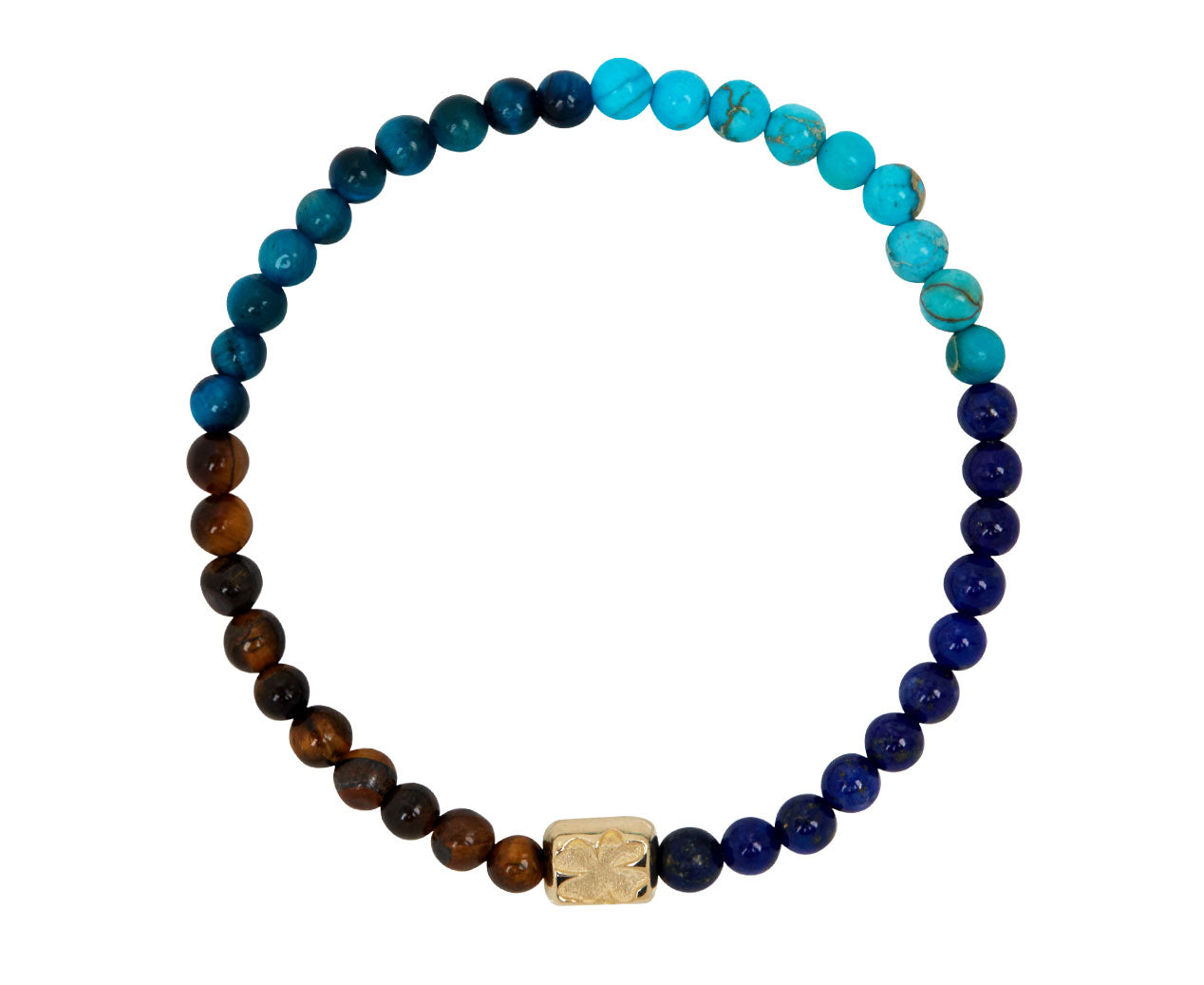 Luis Morais Clover Ingot on Multi Gemstone Beaded Bracelet