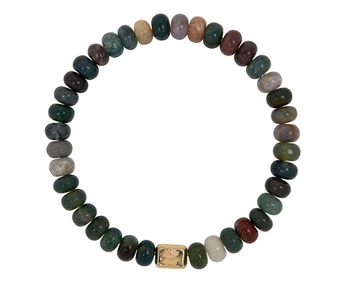 Luis Morais Clover Ingot and Indian Agate Beaded Bracelet
