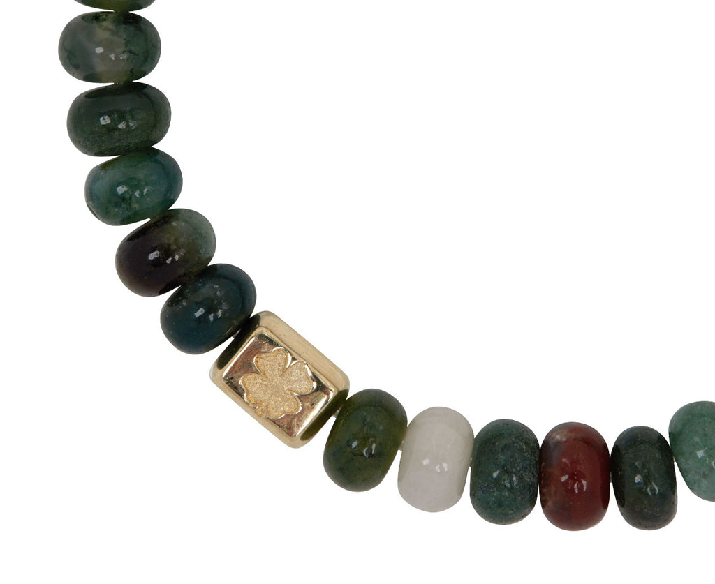 Luis Morais Clover Ingot and Indian Agate Beaded Bracelet - Closeup Ingot