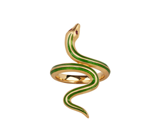 Lunar Rain Green Snake Ring
