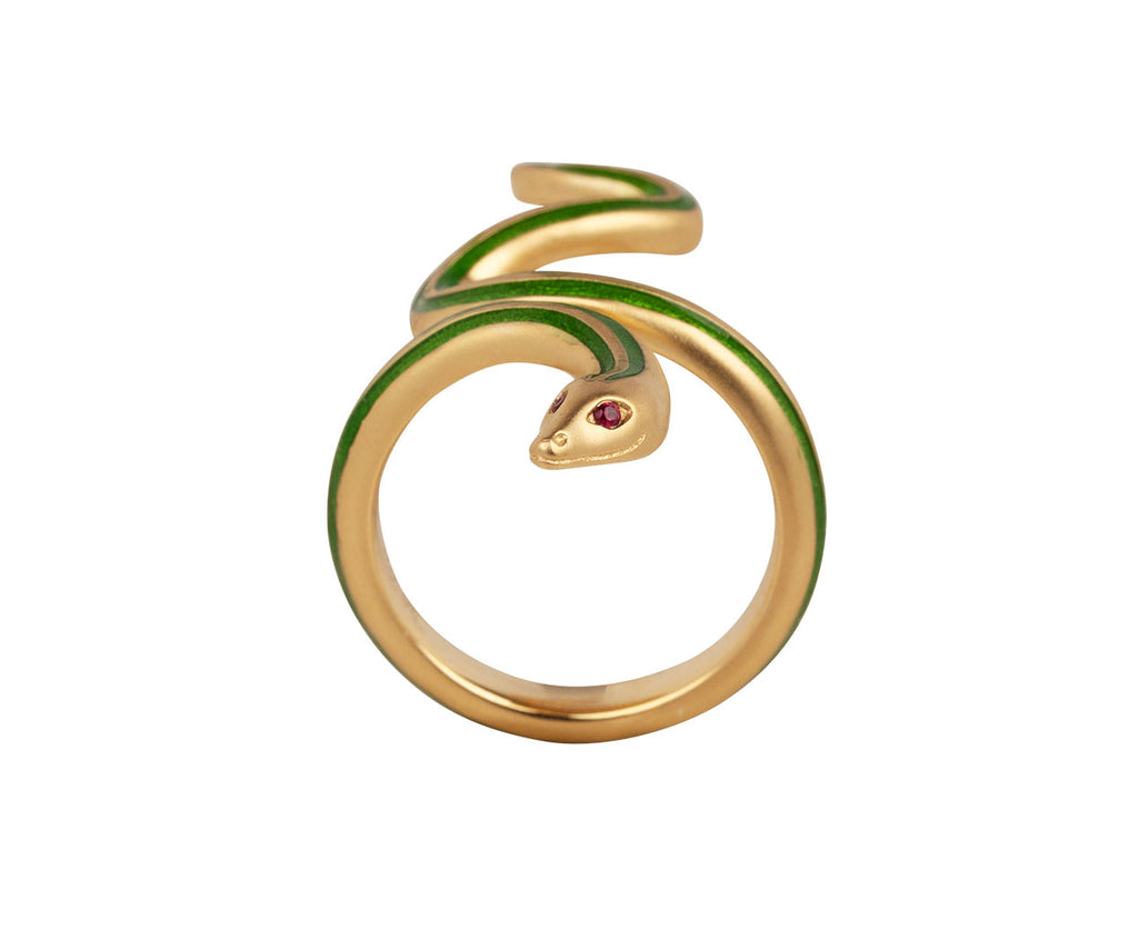 Lunar Rain Green Snake Ring Front Facing