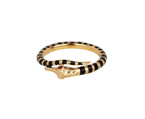 Lunar Rain Black Banded Thin Seahorse Ring