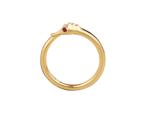 Lunar Rain Black Striped Thin Seahorse Ring