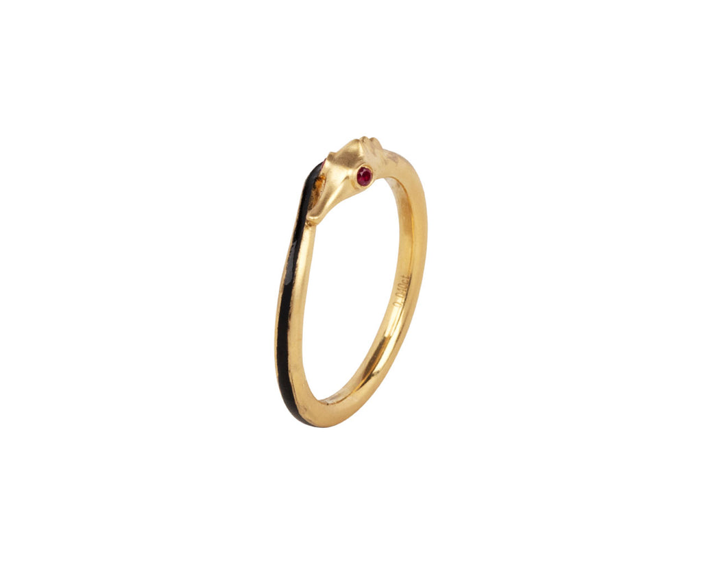 Lunar Rain Black Striped Thin Seahorse Ring Side View