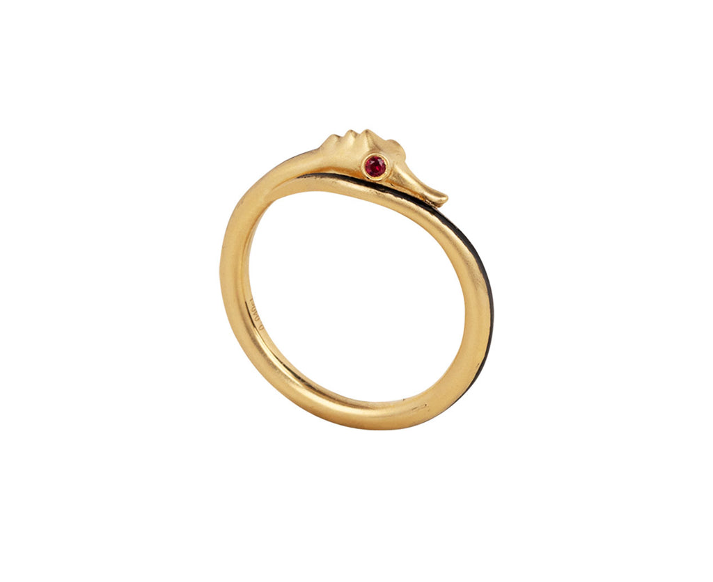 Lunar Rain Black Striped Thin Seahorse Ring Other Side Top
