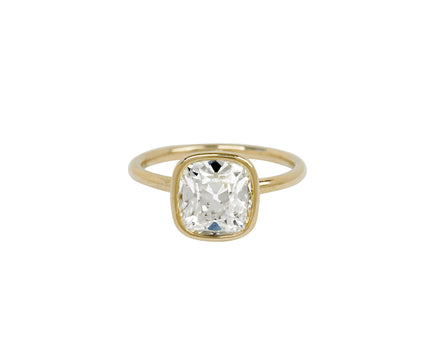 Old Mine Cushion Brilliant Cut Lab Grown Diamond Solitaire Ring
