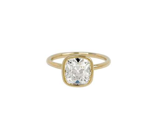 Old Mine Cushion Brilliant Cut Lab Grown Diamond Solitaire Ring