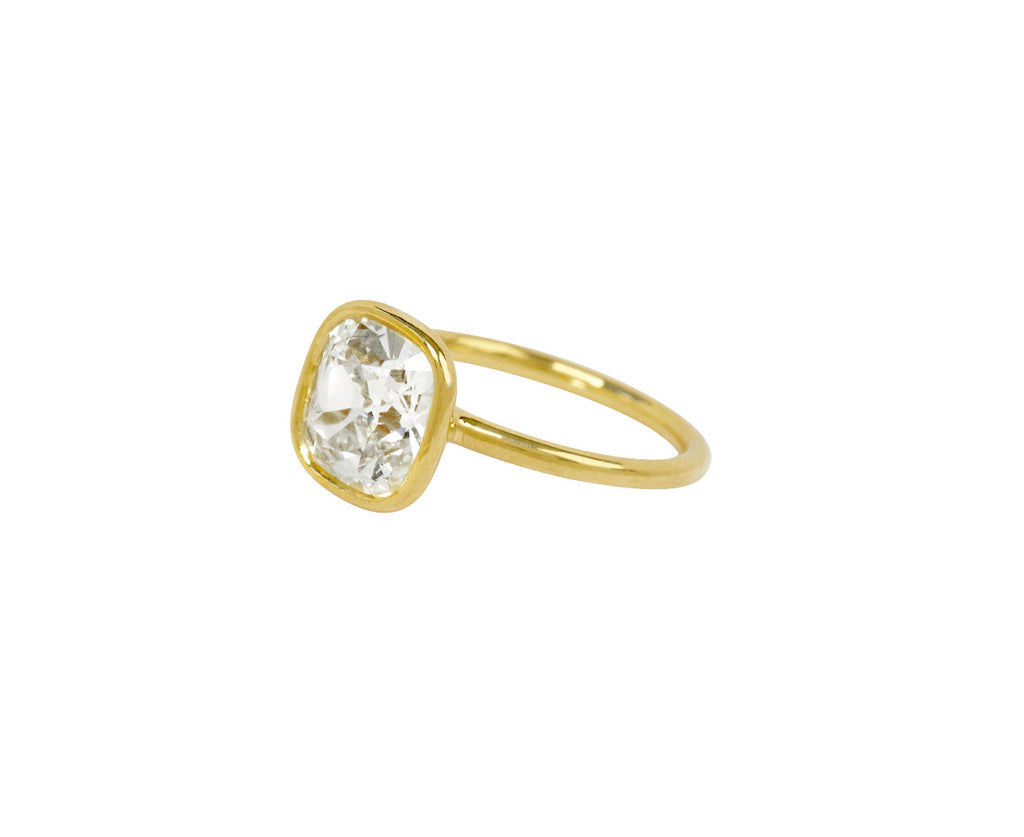 Old Mine Cut Lab Grown Diamond Solitaire Ring