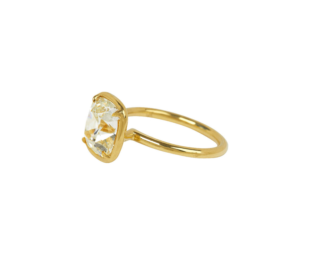 Old Mine Cut Lab Grown Diamond Solitaire Ring