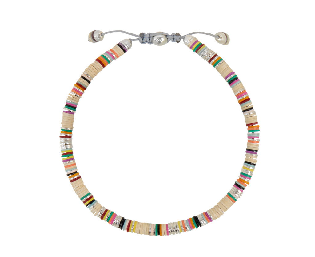 Off White Mix Malli African Disc Bracelet - TWISTonline 