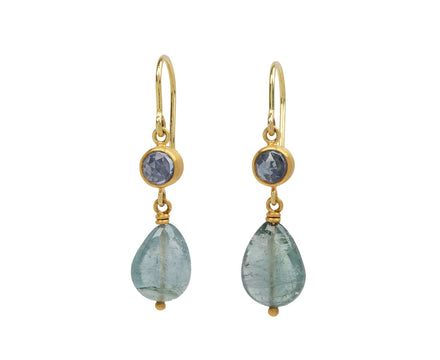 Light Blue Sapphire and Gray-Blue Tourmaline Apple and Eve Earrings