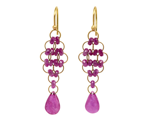 Ruby Briolette Kite Earrings