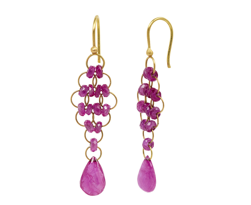 Ruby Briolette Kite Earrings
