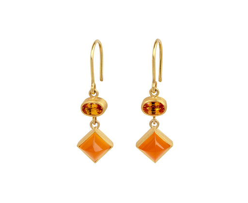 Orange Sapphire and Orange Chalcedony Bon Bon earrings