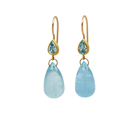 Blue Zircon and Aquamarine Apple and Eve Earrings