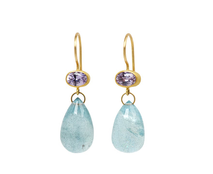 Pink Sapphire and Aquamarine Apple and Eve Earrings