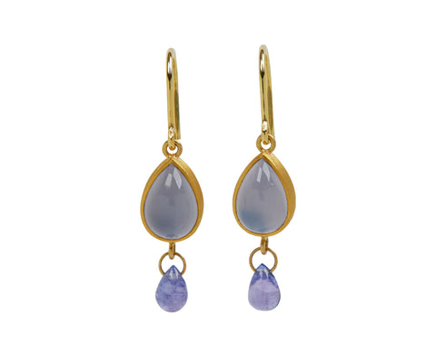 Blue Chalcedony and Tanzanite Apple and Eve Earrings