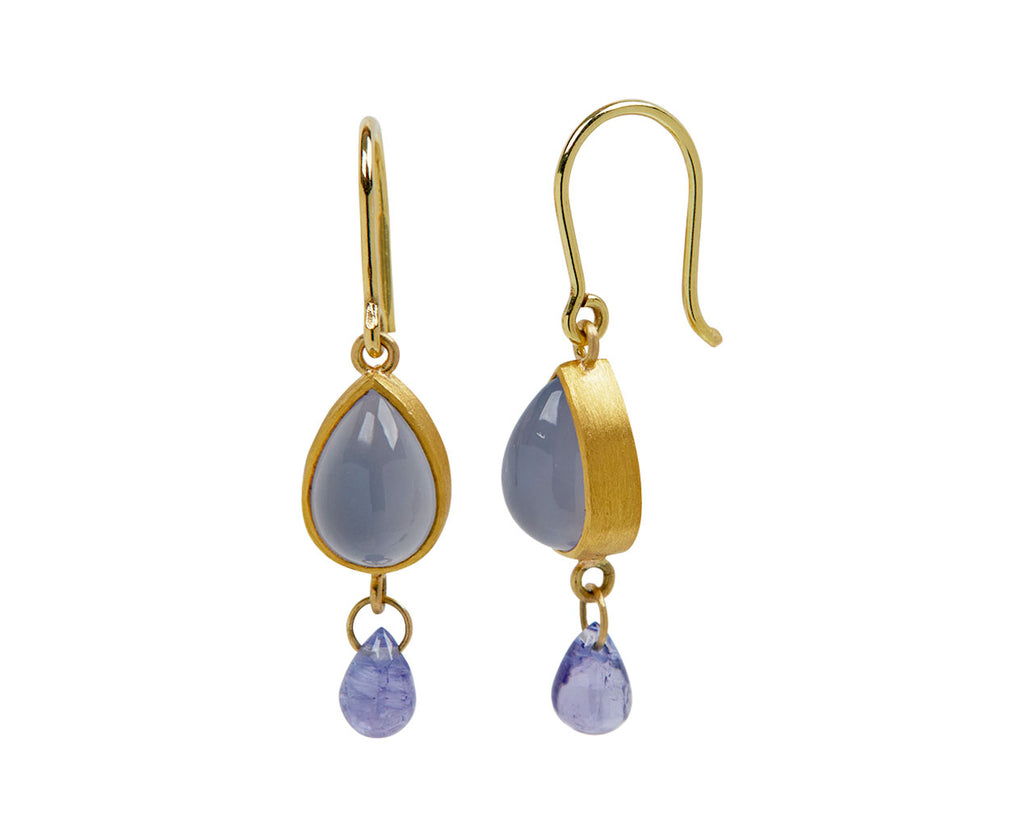 Blue Chalcedony and Tanzanite Apple and Eve Earrings